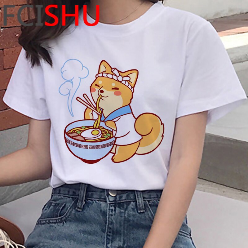 Kawaii Shiba Inu Funny Cartoon French Bulldog T Shirt Women Border Collie Cute Anime T-shirt Corgi Pug Harajuku Tshirt Female