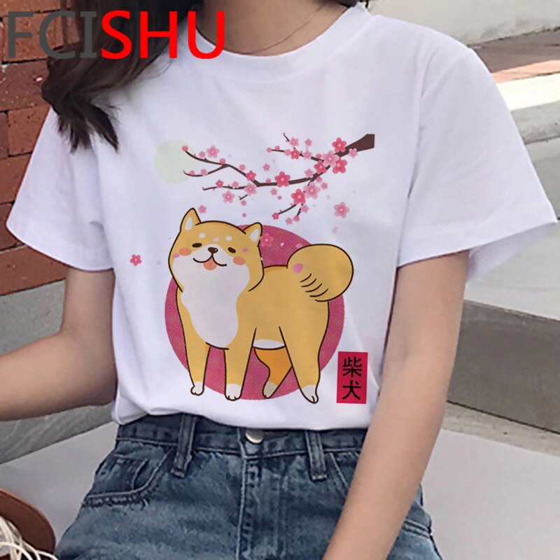 Kawaii Shiba Inu Funny Cartoon French Bulldog T Shirt Women Border Collie Cute Anime T-shirt Corgi Pug Harajuku Tshirt Female