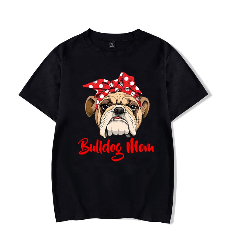 Funny Bulldog Mom T Shirt Women Graphic T-shirt Femme Summer Short Sleeve Tshirt  Vintage Hipster Tee Shirts Tops Blusas Mujer