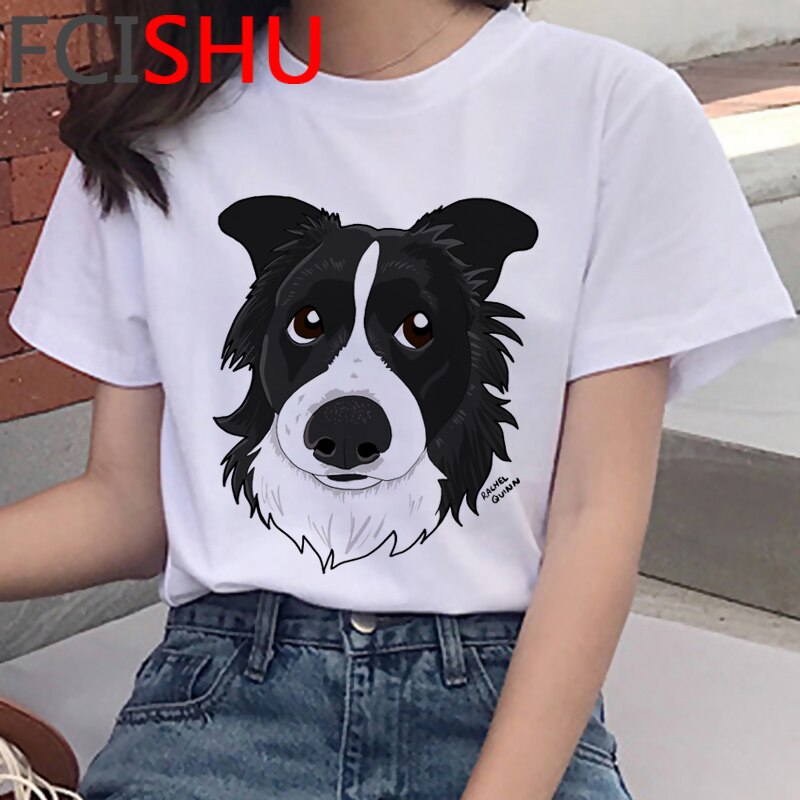 Kawaii Shiba Inu Funny Cartoon French Bulldog T Shirt Women Border Collie Cute Anime T-shirt Corgi Pug Harajuku Tshirt Female