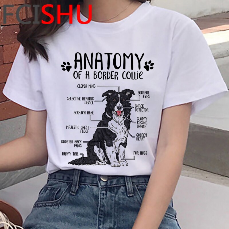 Kawaii Shiba Inu Funny Cartoon French Bulldog T Shirt Women Border Collie Cute Anime T-shirt Corgi Pug Harajuku Tshirt Female