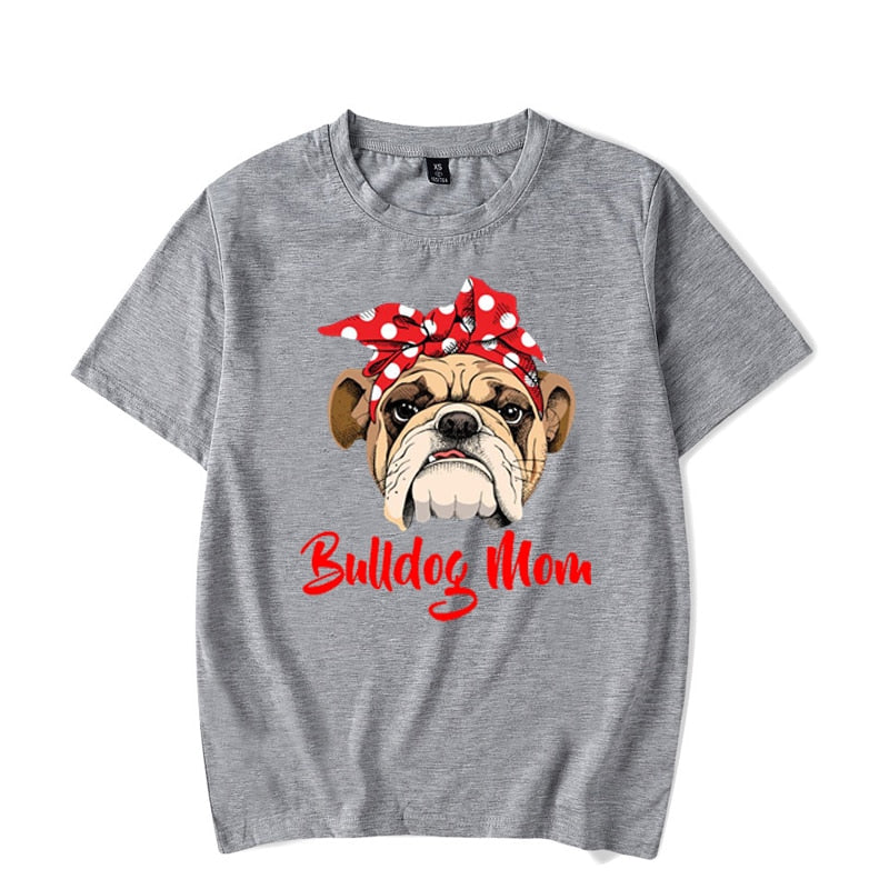 Funny Bulldog Mom T Shirt Women Graphic T-shirt Femme Summer Short Sleeve Tshirt  Vintage Hipster Tee Shirts Tops Blusas Mujer