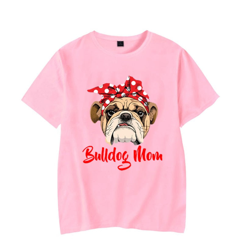 Funny Bulldog Mom T Shirt Women Graphic T-shirt Femme Summer Short Sleeve Tshirt  Vintage Hipster Tee Shirts Tops Blusas Mujer