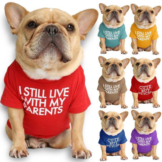 Summer/Spring Dog Clothes Quality Breathable Pet Clothing Soft Letters Printed French Bulldog Clothes for Small Dogs T-shirt