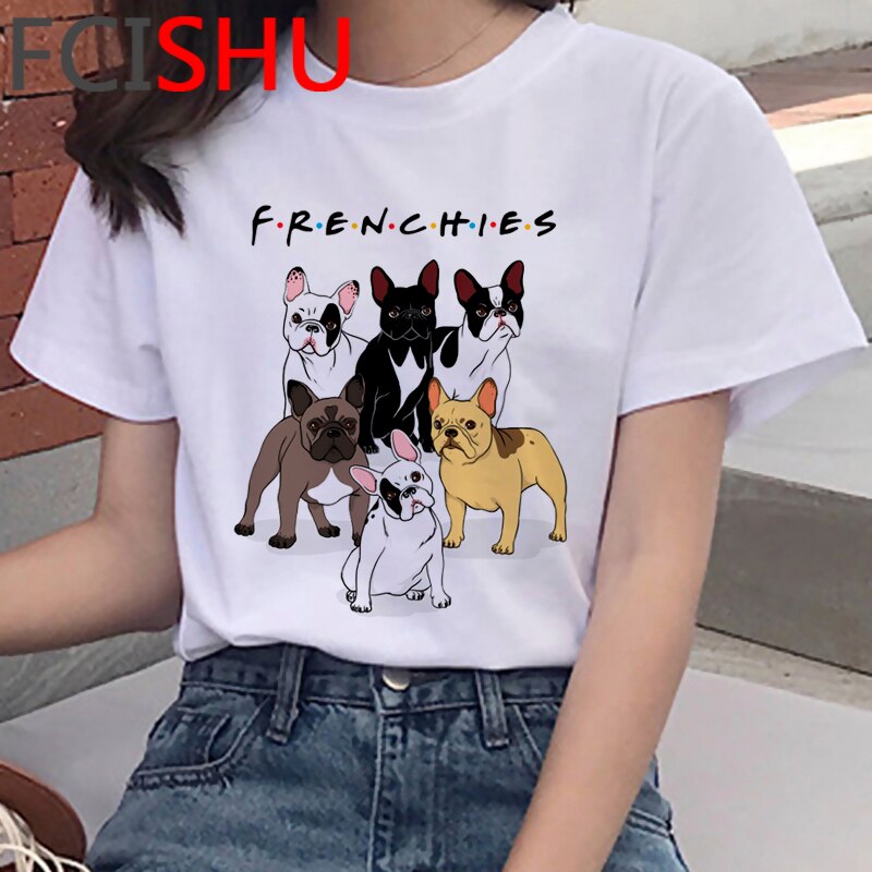 Kawaii Shiba Inu Funny Cartoon French Bulldog T Shirt Women Border Collie Cute Anime T-shirt Corgi Pug Harajuku Tshirt Female