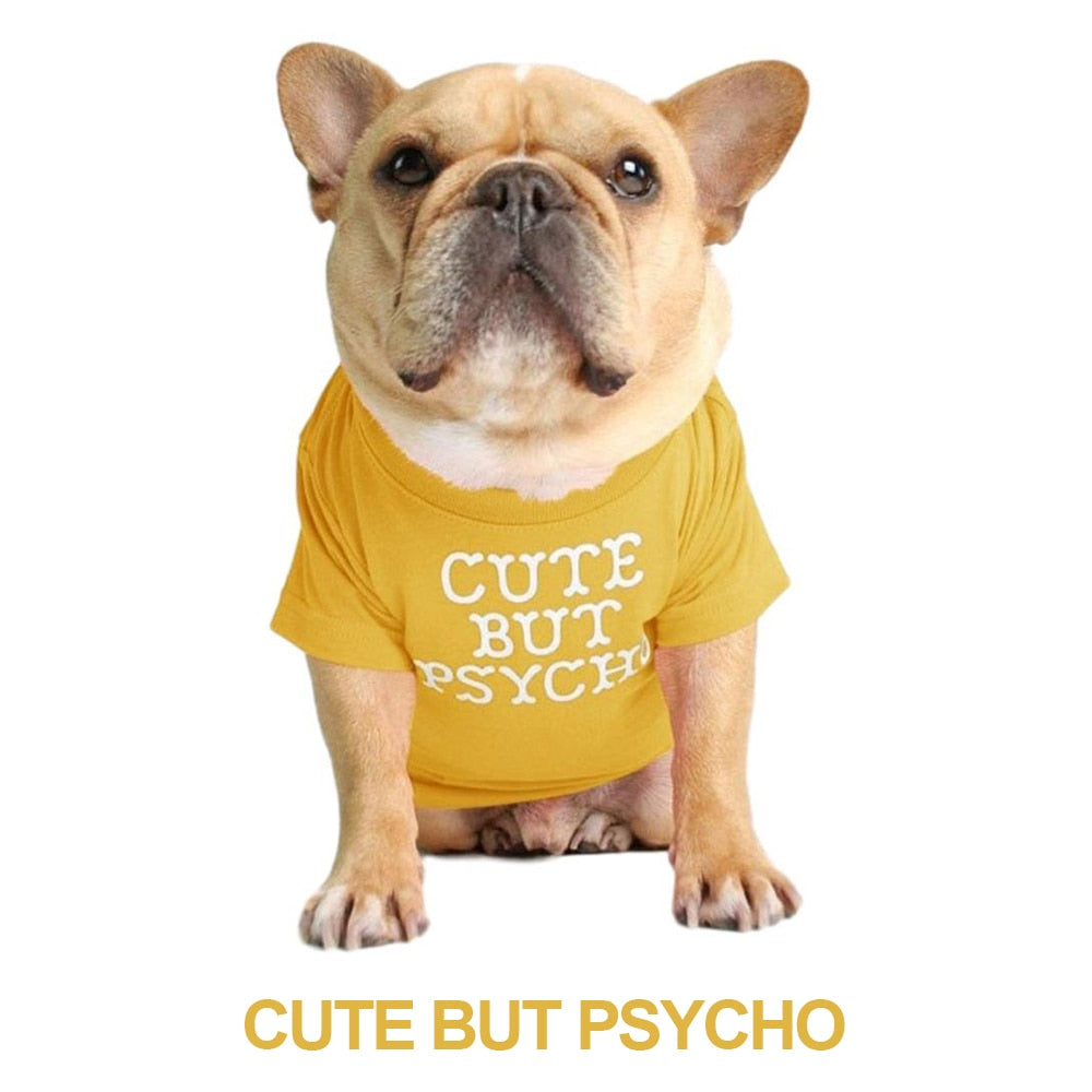 Summer/Spring Dog Clothes Quality Breathable Pet Clothing Soft Letters Printed French Bulldog Clothes for Small Dogs T-shirt