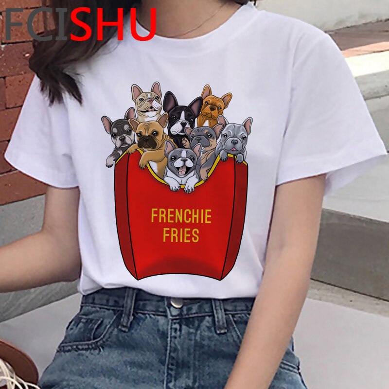 Kawaii Shiba Inu Funny Cartoon French Bulldog T Shirt Women Border Collie Cute Anime T-shirt Corgi Pug Harajuku Tshirt Female