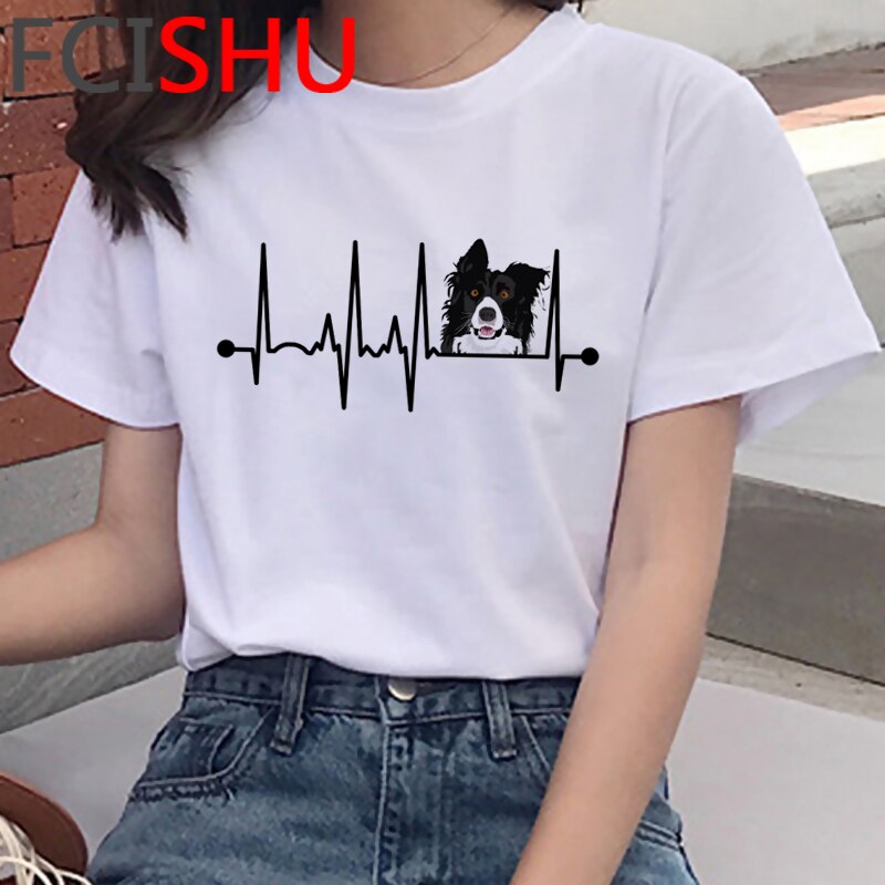 Kawaii Shiba Inu Funny Cartoon French Bulldog T Shirt Women Border Collie Cute Anime T-shirt Corgi Pug Harajuku Tshirt Female