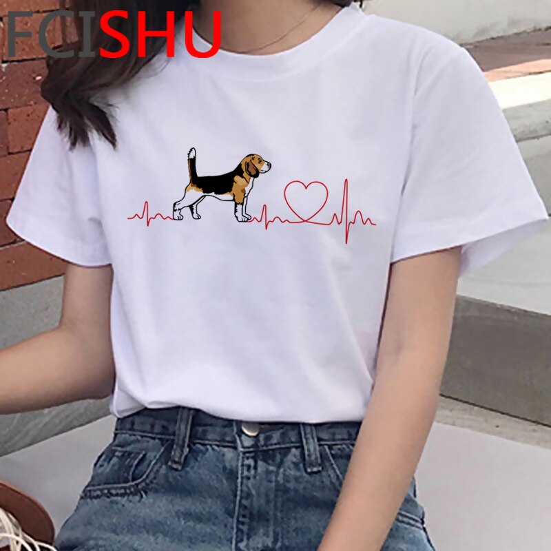 Kawaii Shiba Inu Funny Cartoon French Bulldog T Shirt Women Border Collie Cute Anime T-shirt Corgi Pug Harajuku Tshirt Female