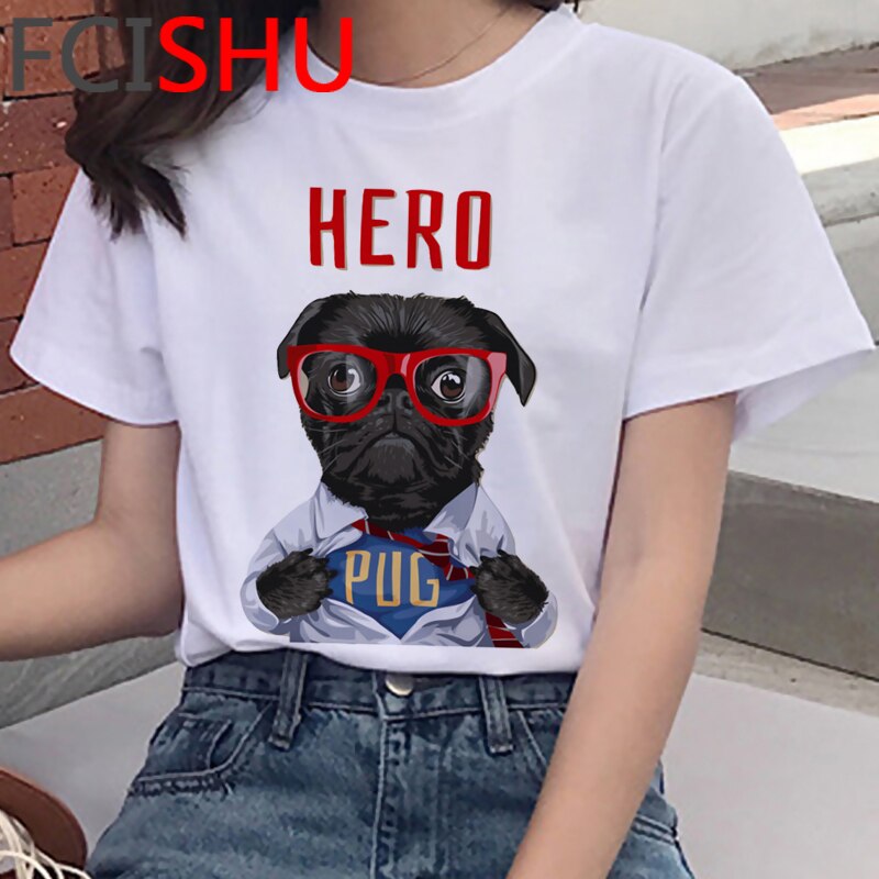 Kawaii Shiba Inu Funny Cartoon French Bulldog T Shirt Women Border Collie Cute Anime T-shirt Corgi Pug Harajuku Tshirt Female