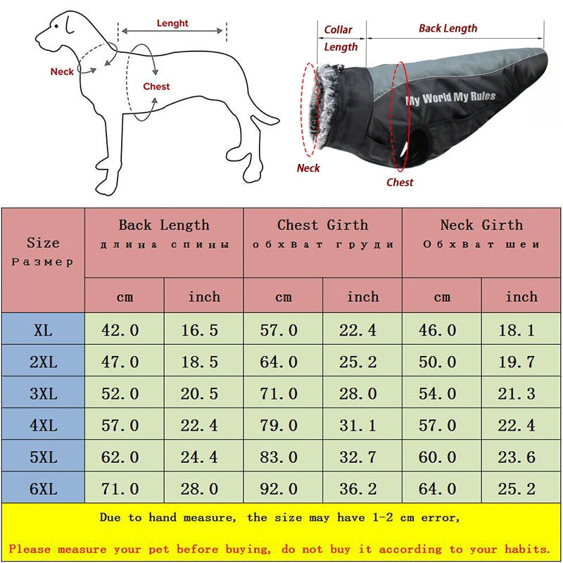 Waterproof Large Dog Clothes Winter Dog Coat With Harness Furry Collar Warm Pet Clothing Big Dog Jacket Labrador Bulldog Costume