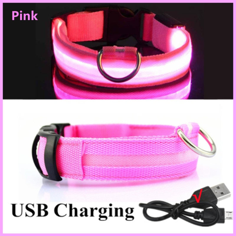 Led Glowing Dog Collar  Luminous Collar Adjustable Night Light  Harness Dog Leash For Girl Small Dogs Cat Pet Safety Accessories